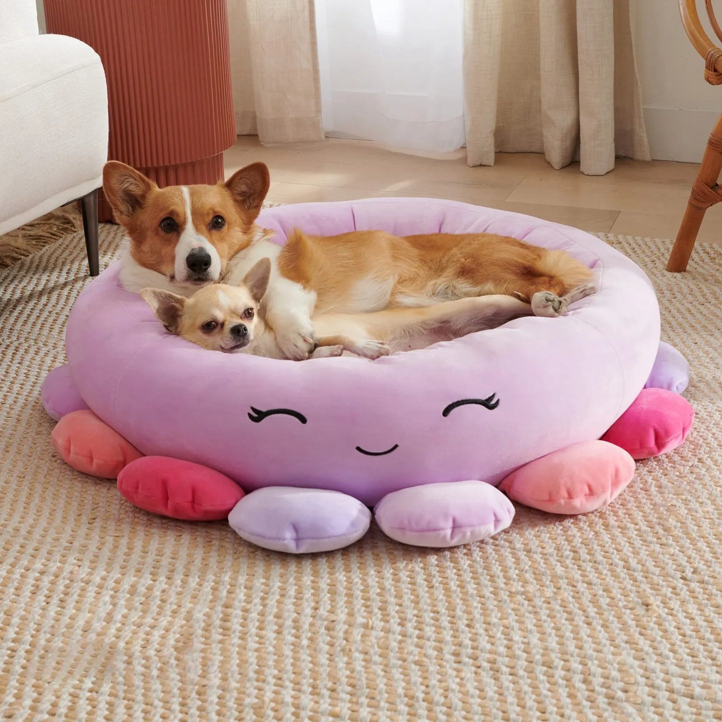 Cartoon Pet Bed Round Pet Nest Dog Bed Cat Bed Frog Octopus Pineapple Dolphin Breathable Antibacterial All Four Seasons Soft Mat