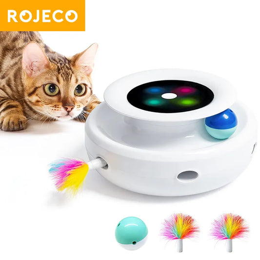 Smart Cat Toys Automatic Feather Fun Ball Toy Set For Cat Dog 5 Modes Electronic Interactive Pet Toy Accessories