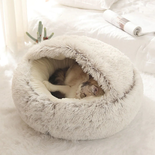 Winter Warm Pet Sleeping Bed Cat House Kennel Soft Plush Round Dog Puppy Cushion for Household Animal Dogs Ornaments