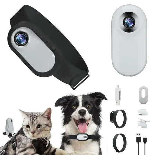 Pet Collar Camera HD 1080p Mini Sports Camera With Screen Video Recording Outdoor Wireless Camera Collar Pet Cat Safety Supplies